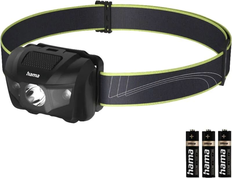Hama LED-Stirnlampe "HL200", Batterien, Kopflampe zum Joggen, Sport, 4 Modi