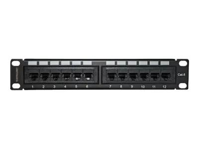 Intellinet 10" 12-Port Cat6 Patchpanel, UTP, 10", 1 HE, schwarz - Patch Panel - Rack montierbar - CAT 6 - UTP - RJ-45 X 12 - Schwarz, RAL 9005 - 1U - 25.4 cm (10")