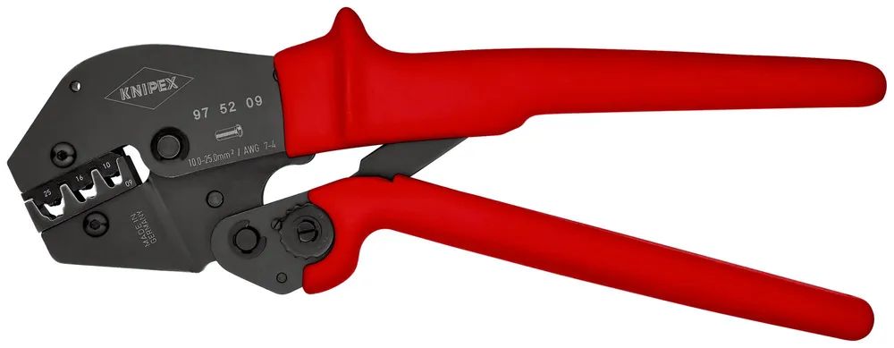 KNIPEX Crimpzange auch für Zweihandbedienung mit rutschhemmenden Kunststoff-Hüllen brüniert 250 mm