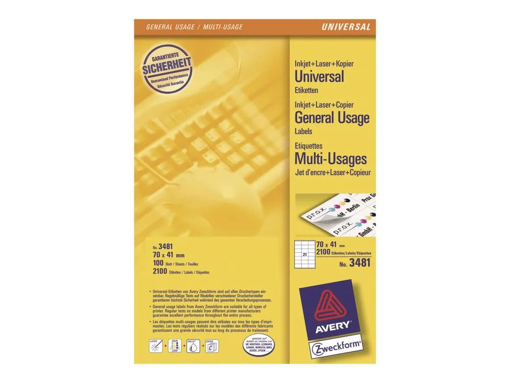 Avery Zweckform Avery - Mehrzwecketiketten - 2100 Etikett(en) - 70 x 41 mm