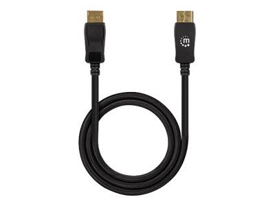 Manhattan DisplayPort 1.4 Cable, 8K@60hz, 1m, Braided Cable, Male to Male, With Latches, Fully Shielded, Black, Lifetime Warranty, Polybag - DisplayPort-Kabel - DisplayPort (M)
