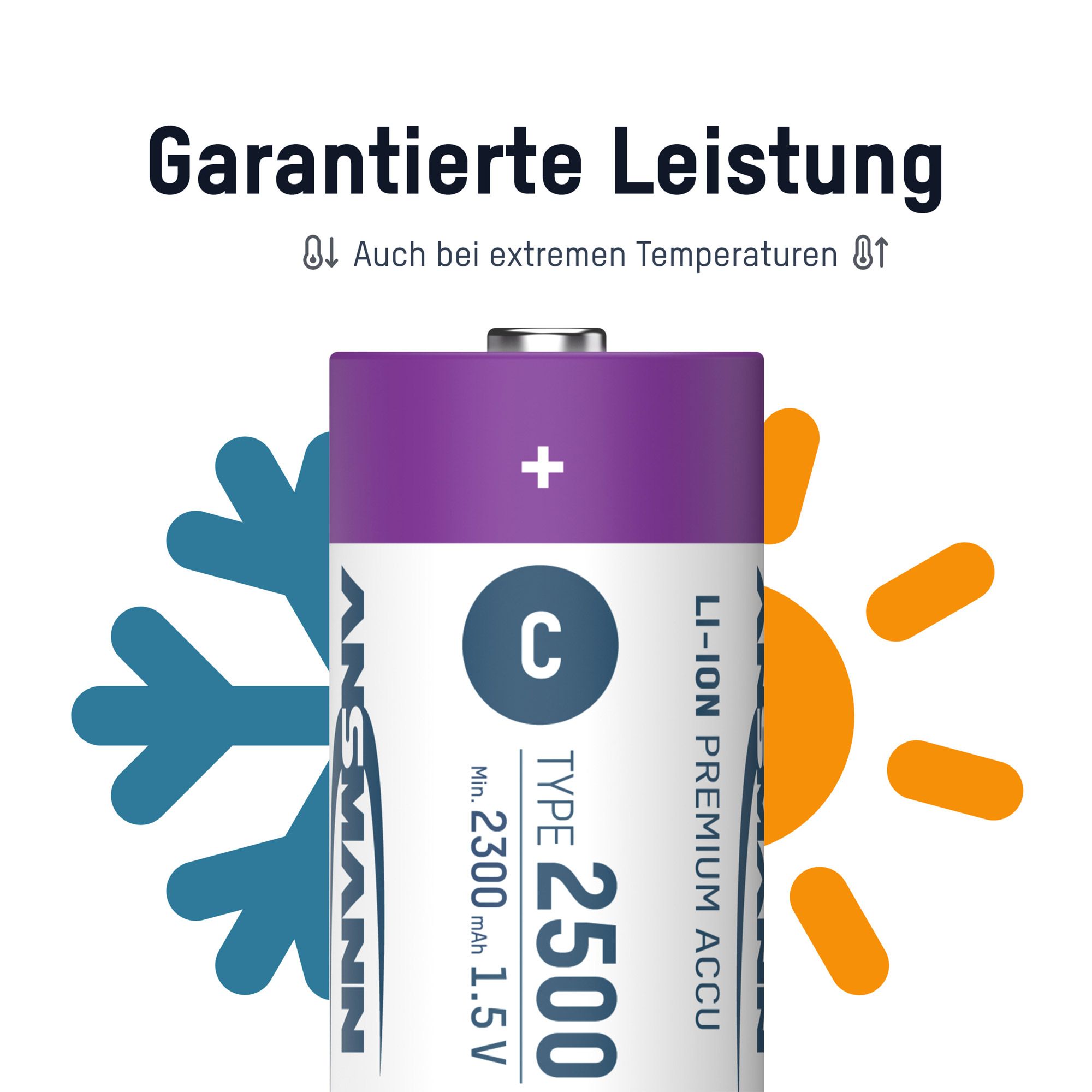 Ansmann 1313-0004 - Wiederaufladbarer Akku - C - Lithium-Ion (Li-Ion) - 1,5 V - 2 Stück(e) - 2300 mAh