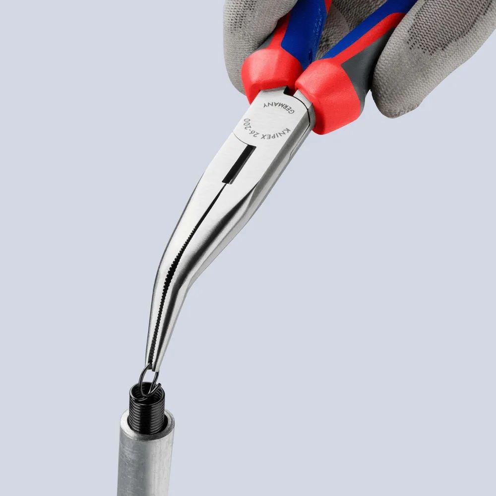 KNIPEX Flachrundzange mit Schneide (Storchschnabelzange) mit Comfort-Griffen schwarz atramentiert 200 mm