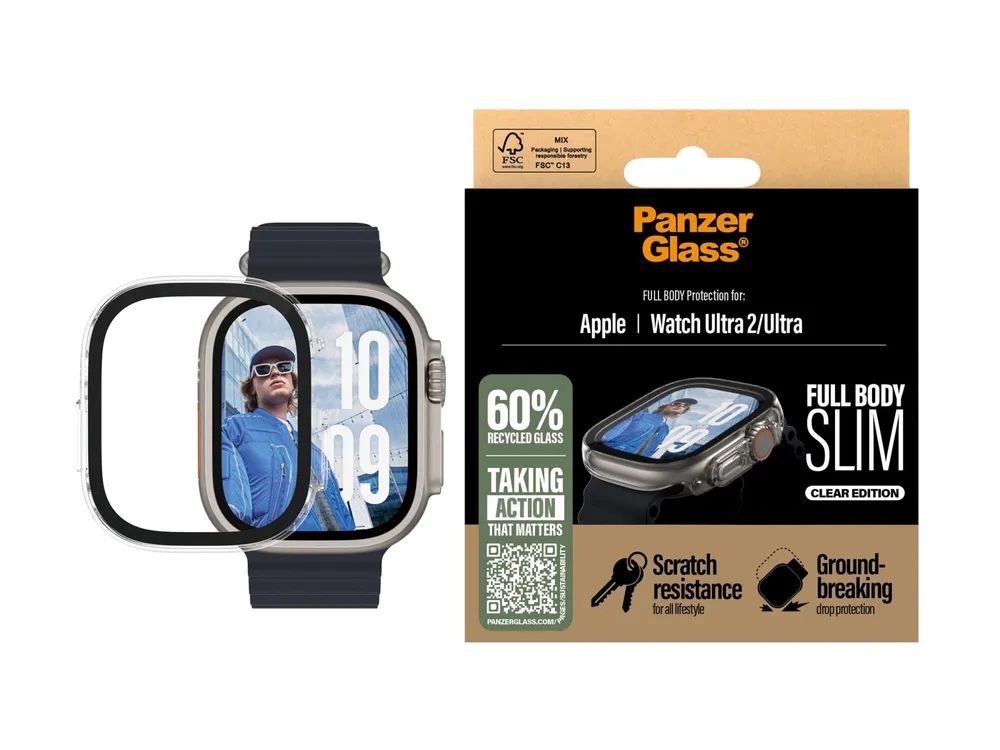 PanzerGlass Snappie - Clear Edition - Stoßstange für Smartwatch - vollständig, schlank - gehärtetes Glas (Mikroriss2023)