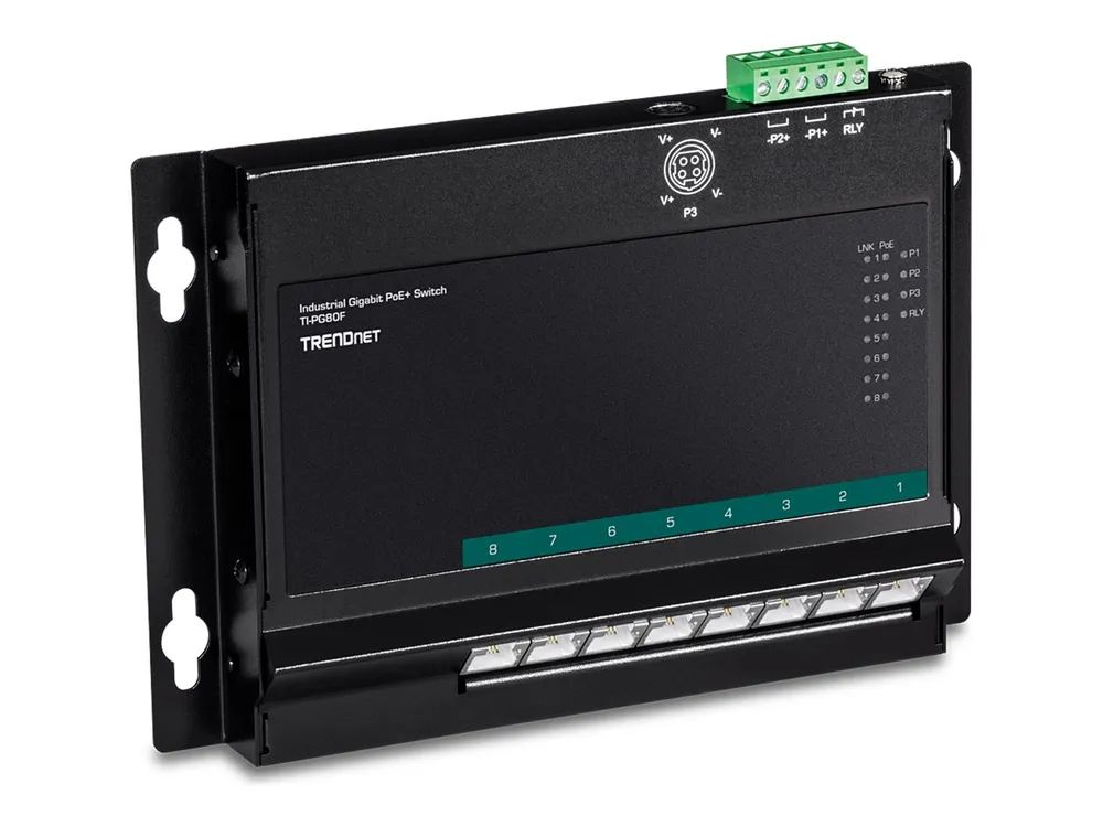 TRENDnet TI-PG80F - Industrial - Switch - unmanaged - 8 x 10/100/1000 (PoE+)