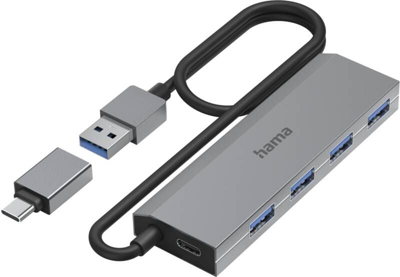 Hama 200138 USB-Hub, 4 Ports, 5 Gbit/s, + Power