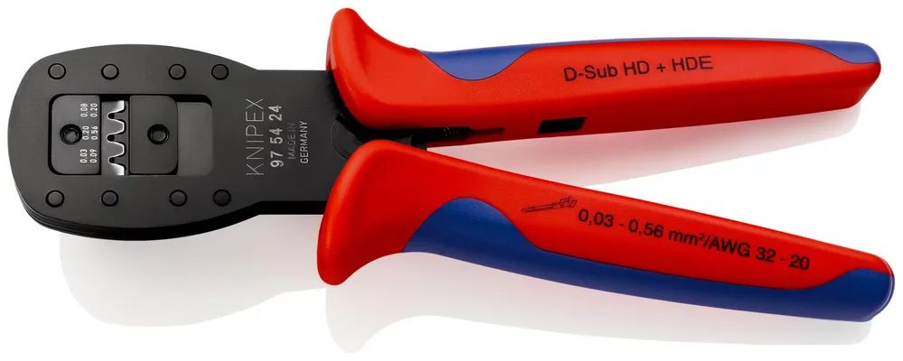 KNIPEX Crimpzange für Miniaturstecker Parallelcrimp mit Mehrkomponenten-Hüllen brüniert 190 mm