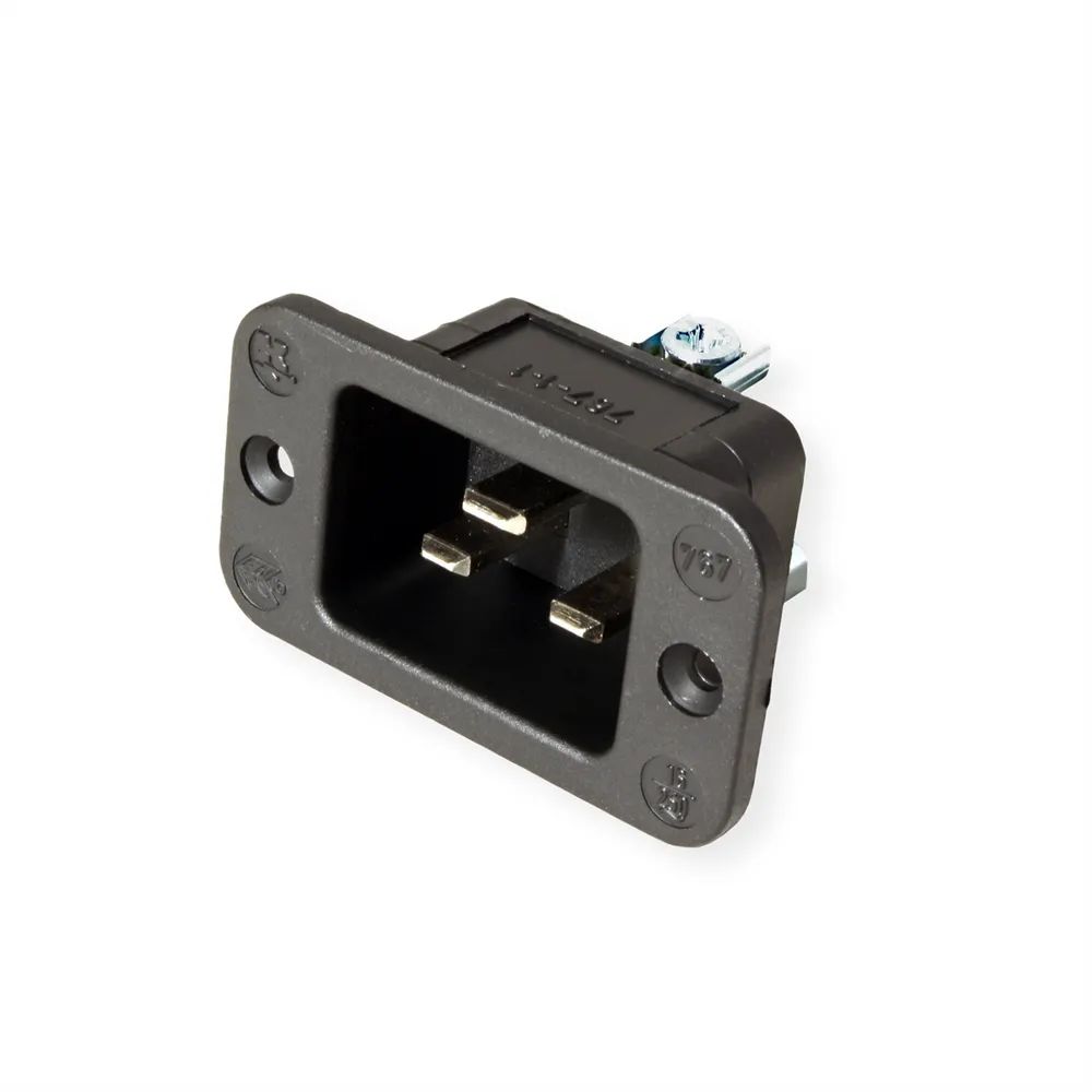BACHMANN Kaltgeräteeinbaustecker IEC320 C20, schwarz, Thermoplast,Schraubanschluss