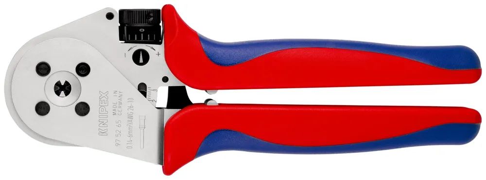 KNIPEX Vierdornpresszange für gedrehte Kontakte mit Mehrkomponenten-Hüllen verchromt 230 mm