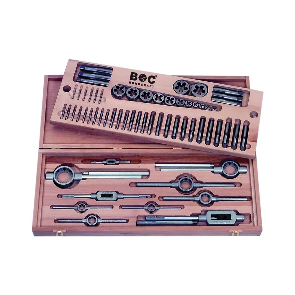 BOHRCRAFT Gewinde Schneidsatz HSSG/HSS M3-M24 in Holzkassette 62-teilig