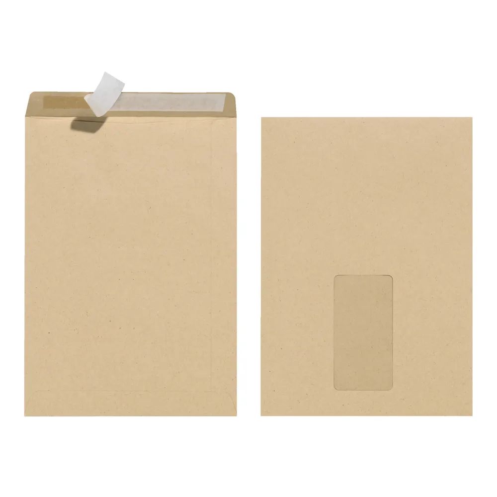 herlitz Versandtasche C5 90g haftklebend mit Fenster braun 10er Packung