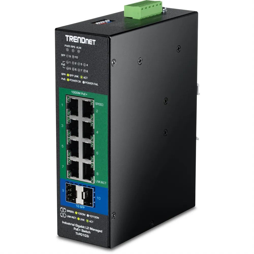 TRENDnet TI-PG103I - Version V1 - Switch - industrial, L2, 24-57V - managed - 8 x 10/100/1000 (PoE+)