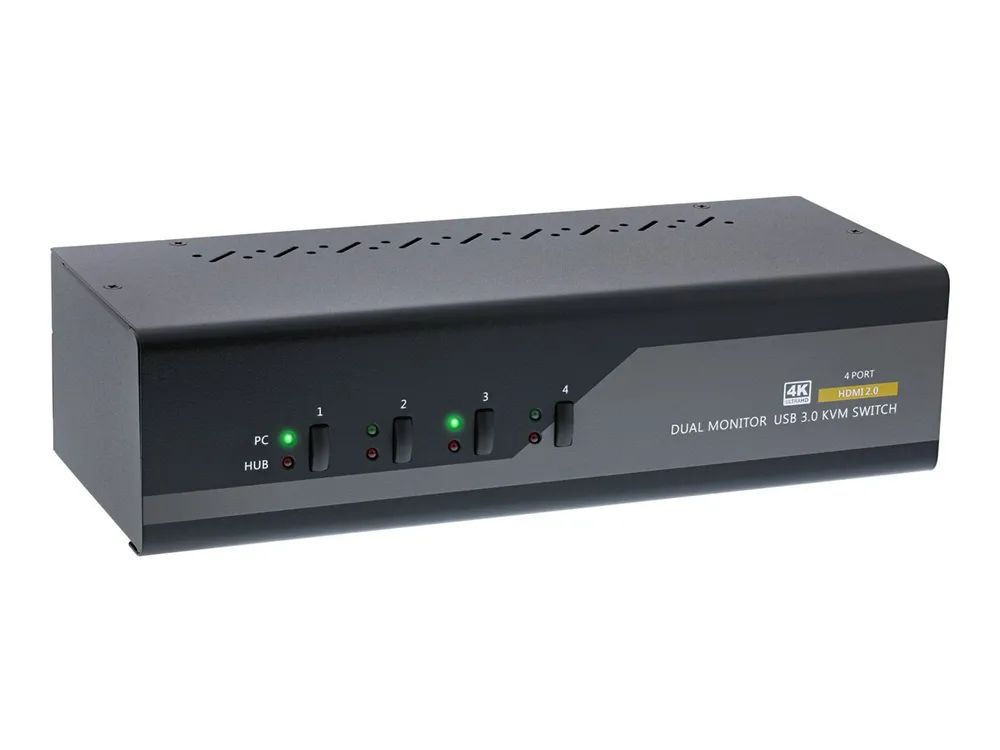InLine KVM Desktop Switch - 4-fach - Dual Monitor - HDMI - 4K - USB 3.0 - Audio