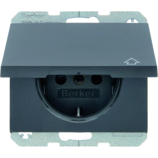 Berker K.1 SSD M. KLAPPDECKEL U. ERH. / BERKER 47517206 ANTHRAZIT 47517206