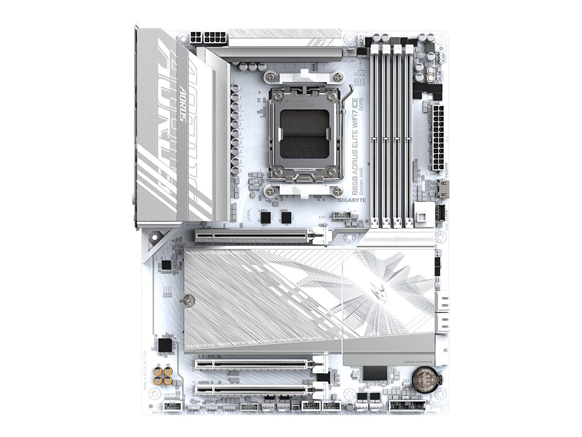 Gigabyte AORUS B850 ELITE WIFI7 ICE - Motherboard - ATX - Socket AM5 - AMD B850 Chipsatz - USB-C 3.2 Gen 2x2, USB-C 3.2 Gen2, USB 3.2 Gen 2, USB 3.2 Gen 1 - Bluetooth, Wi-Fi 7, 2.5 Gigabit LAN - Onboard-Grafik (CPU erforderlich)