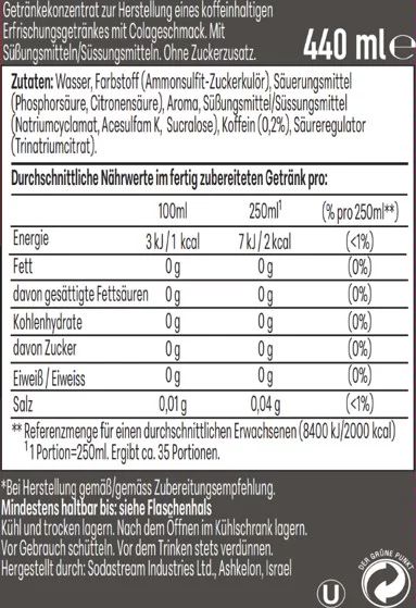 SodaStream drink mix Cola Zuckerfrei 440ml