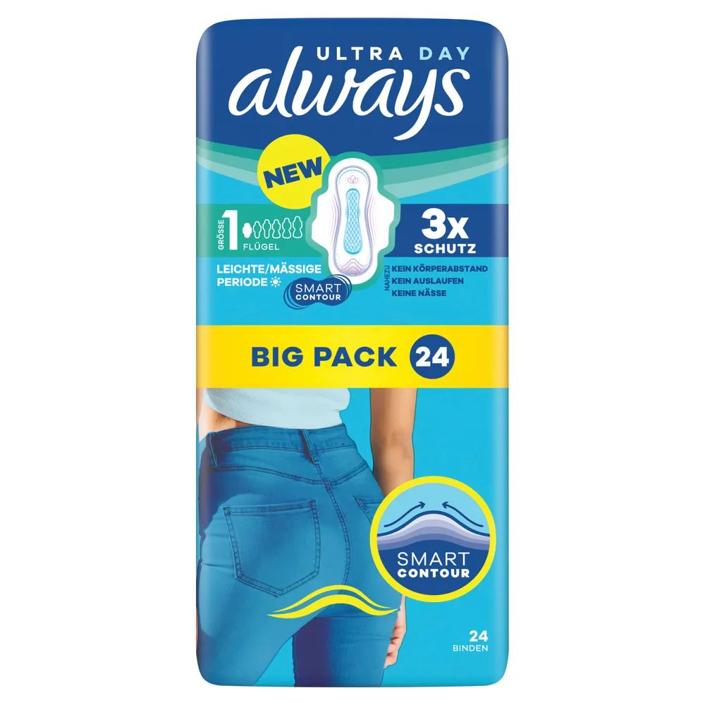 always Ultra Binde - Größe 1 - Normal mit Flügeln BigPack 24