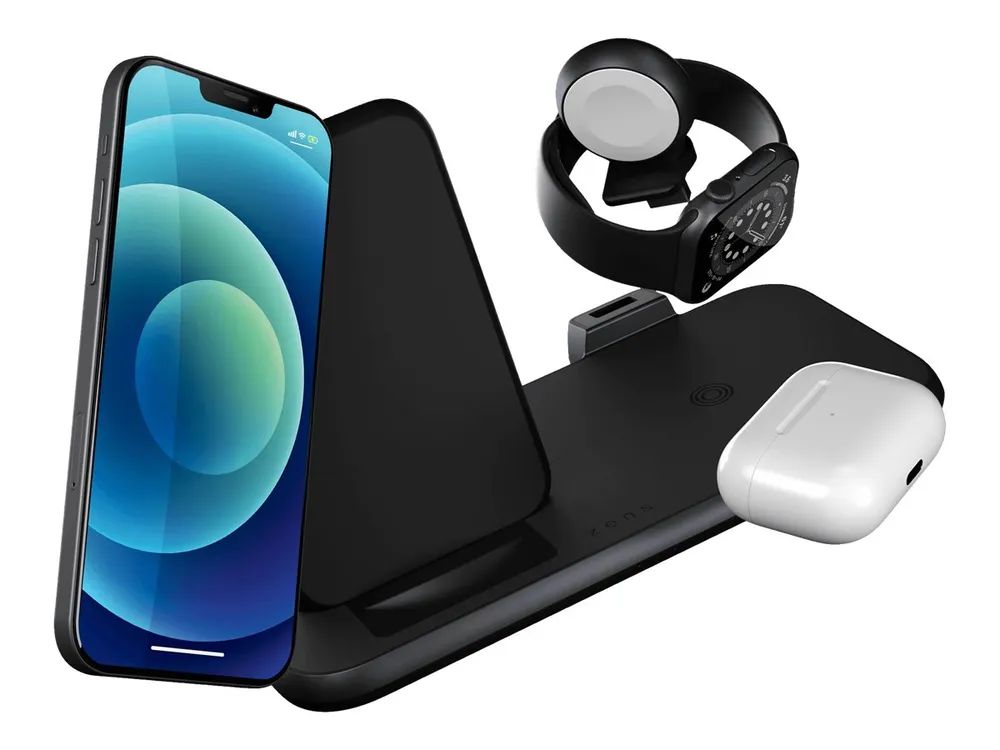 Zens Aluminium Series 4 in 1 - Kabelloses Ladegerät + AC-Netzteil - 45 Watt - Apple Fast Charge, FC (USB)