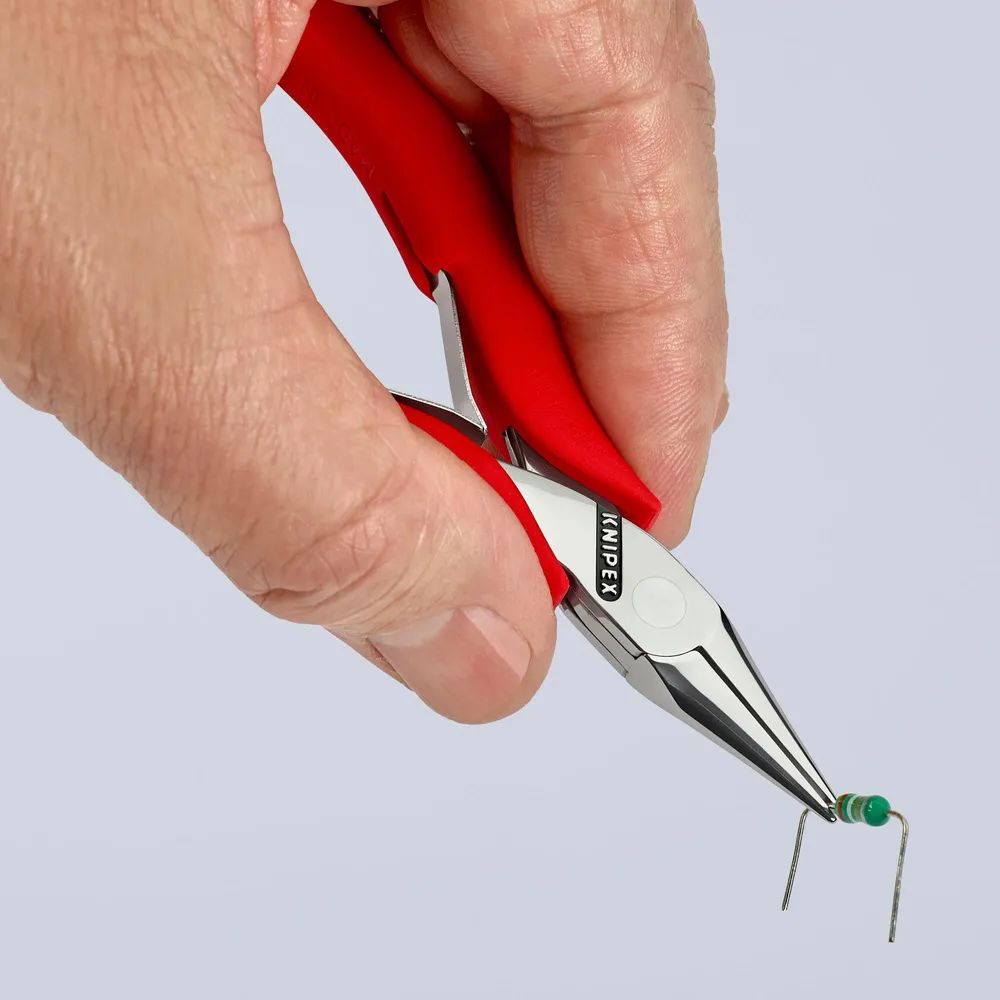 KNIPEX Elektronik-Greifzange mit durchgestecktem Gelenk mit rutschhemmenden Kunststoff-Hüllen 115 mm