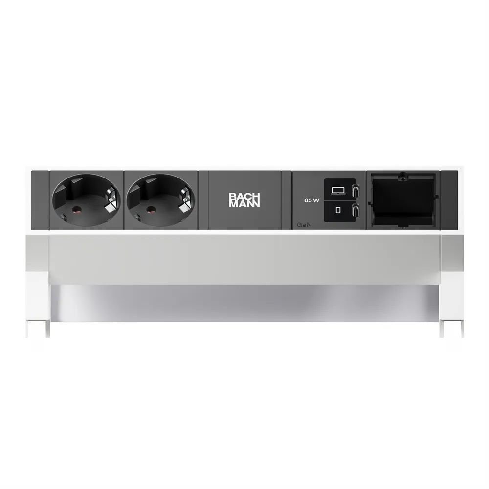 BACHMANN DESK2 2xCEE7/3 1xUSB C/C 65W, 1xCM L=0,2m RAL9010