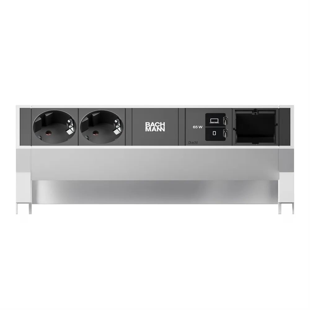 BACHMANN DESK2 2xCEE7/3 1xUSB C/C 65W, 1xCM L=0,2m INOX