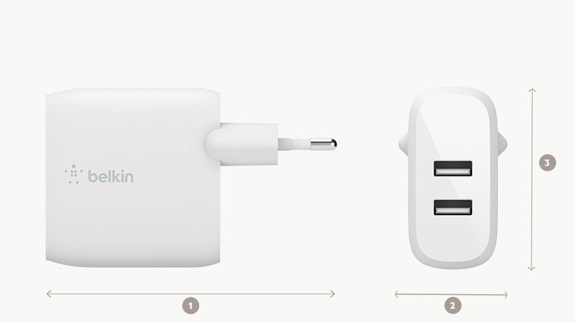 Belkin BoostCharge - Netzteil - 24 Watt - 2 Ausgabeanschlussstellen (USB)