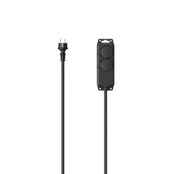 Hama Steckdosenleiste, 2-fach, für außen IP44, Wandmontage, 2 m, Schwarz