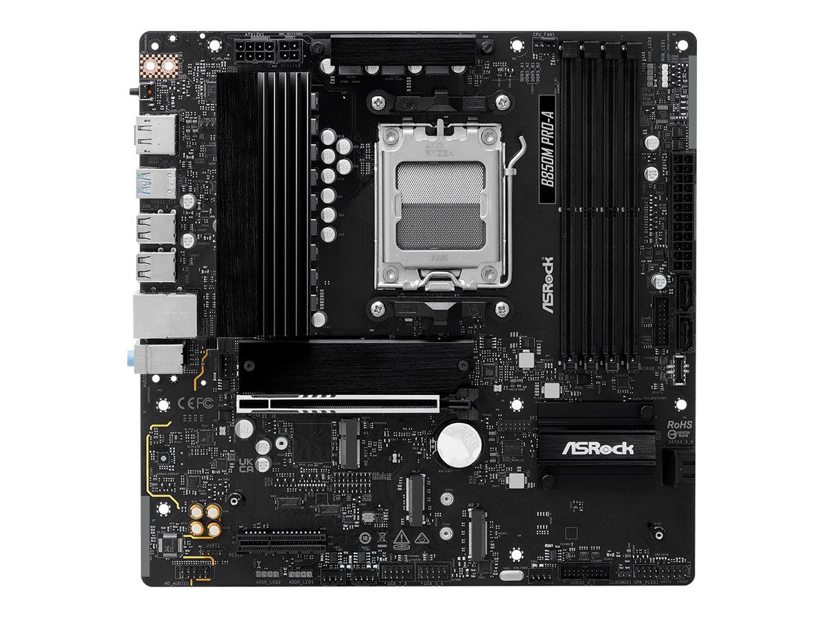 ASRock B850M Pro-A - Motherboard - micro ATX - Socket AM5 - AMD B850 Chipsatz - USB 3.2 Gen 2, USB-C 3.2 Gen2, USB 3.2 Gen 1 - 2.5 Gigabit LAN - Onboard-Grafik (CPU erforderlich)
