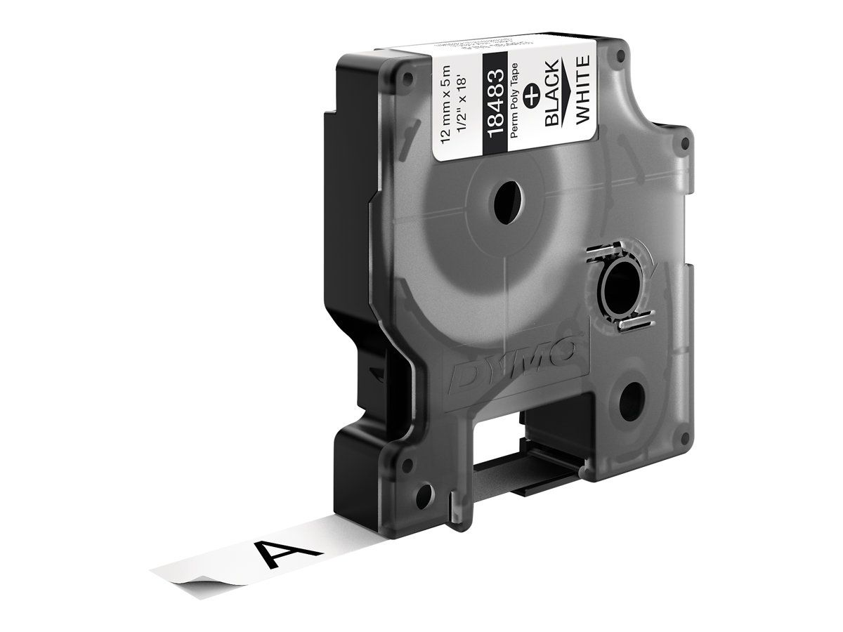 Dymo IND - Polyester - permanenter Klebstoff - Schwarz auf Weiß - Rolle (1,2 cm x 5 m)