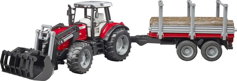 Bruder Massey Ferguson + Frontlader - Holztransporthänger - Traktor-Modell - 3 Jahr(e) - Kunststoff - Schwarz - Rot - Silber