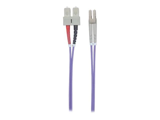 Intellinet Fiber Optic Patch Cable, OM4, LC/SC, 2m, Violet, Duplex, Multimode, 50/125 µm, LSZH, Fibre, Lifetime Warranty, Polybag - Patch-Kabel - SC multi-mode (M)