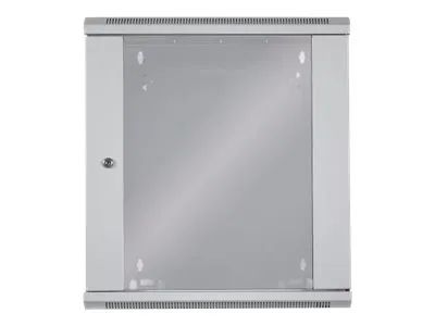 Intellinet Network Cabinet, Wall Mount (Standard), 12U, Usable Depth 260mm/Width 510mm, Grey, Flatpack, Max 60kg, Metal & Glass Door, Back Panel, Removeable Sides, Suitable also for use on desk or floor, 19",Parts for wall install (eg screws/rawl plu