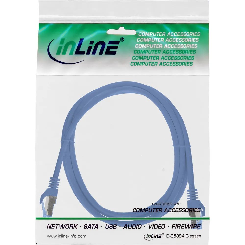 InLine Patchkabel - Cat.6A - S/FTP - TPE (LSZH) - CCA - blau - 3m