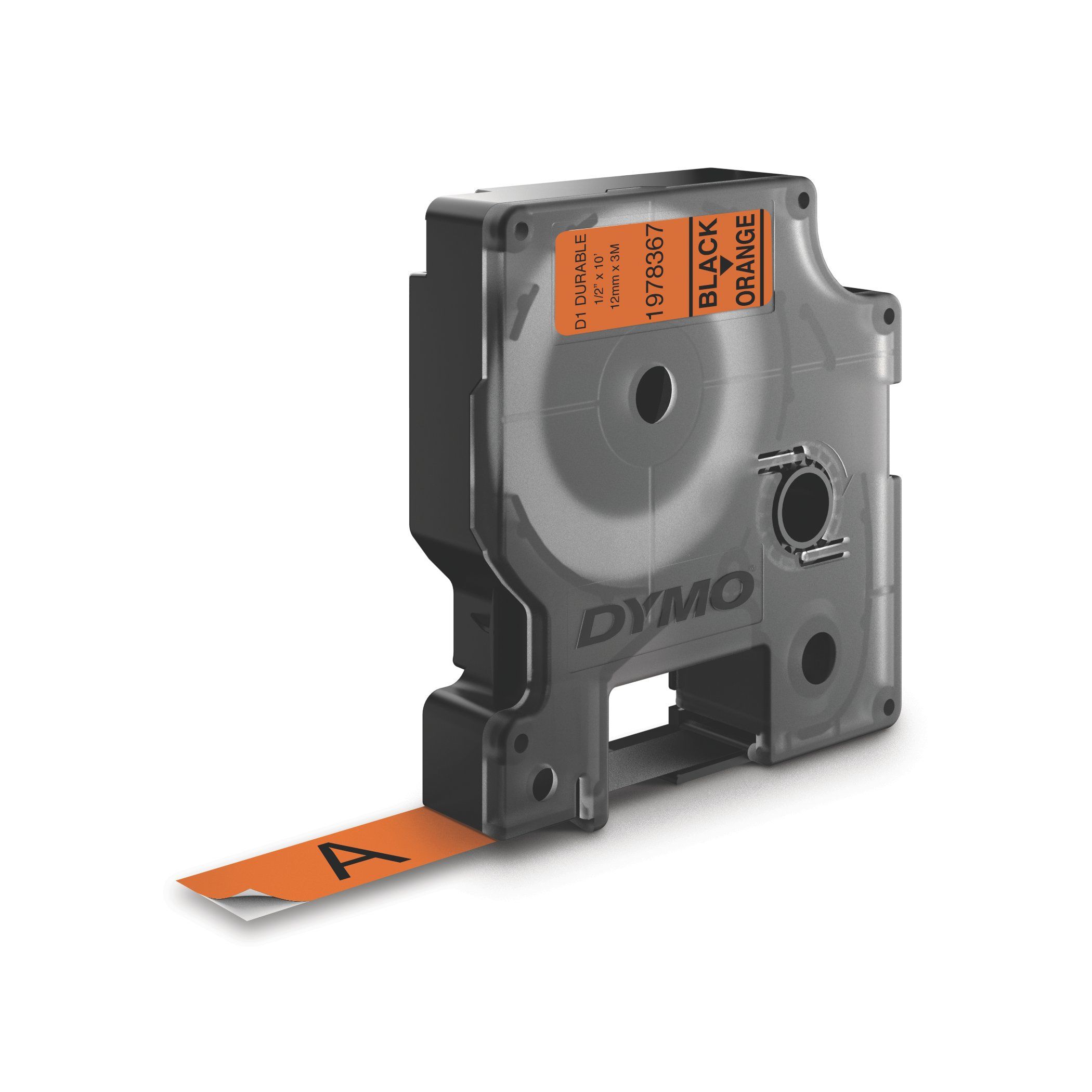 Dymo D1 - Selbstklebend - Schwarz auf Orange - Rolle (1,2 cm x 3 m)