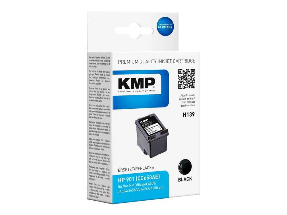 KMP H139 - 4 ml - Schwarz - kompatibel - Tintenpatrone (Alternative zu: HP 901, HP CC653AE)