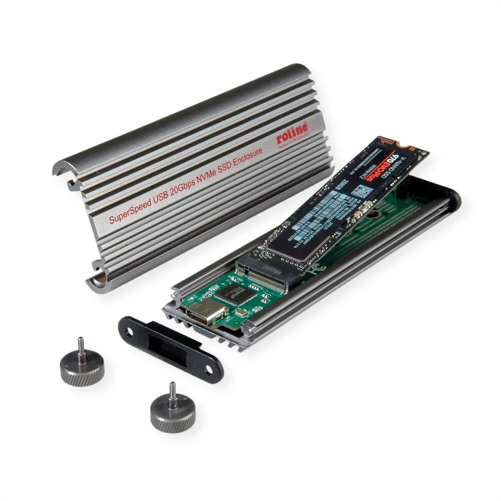 ROLINE Externes SSD-Gehäuse, M.2, NVMe zu USB 3.2 Gen 2x2 Typ C