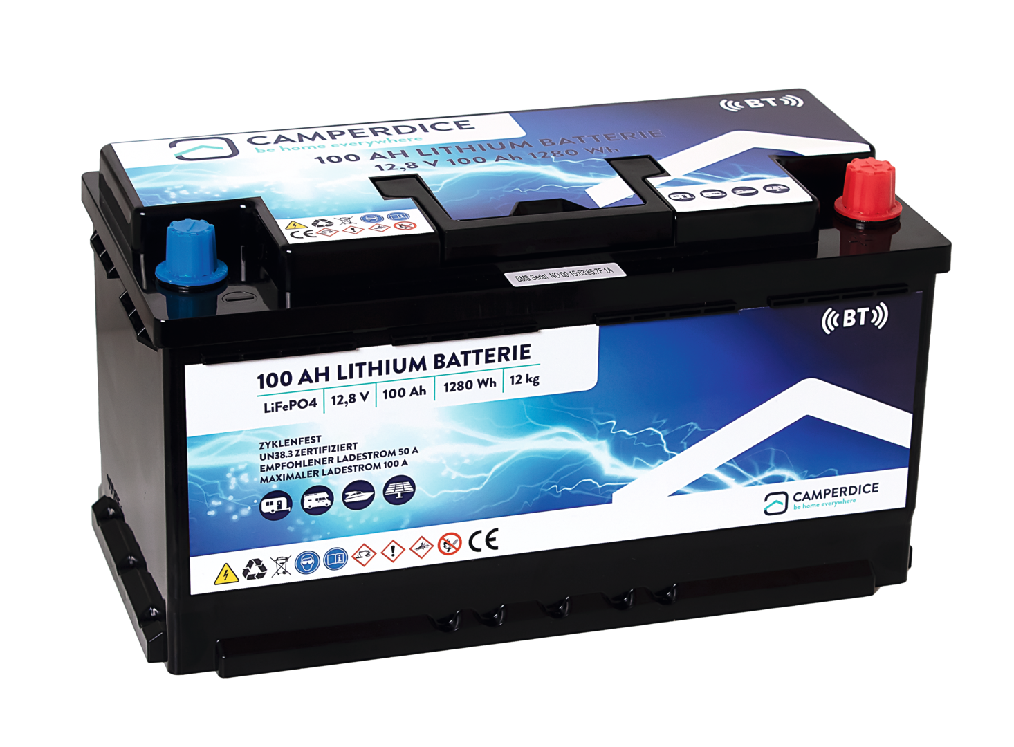 Camperdice 100Ah Lithium Batterie BT (D)