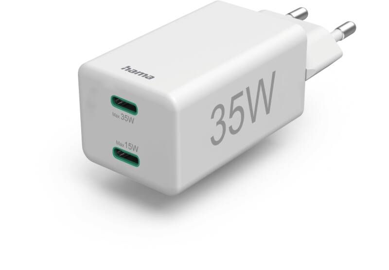 Hama Ladegerät 125129 Mini-Ladegerät, 2xUSB-C, 35W