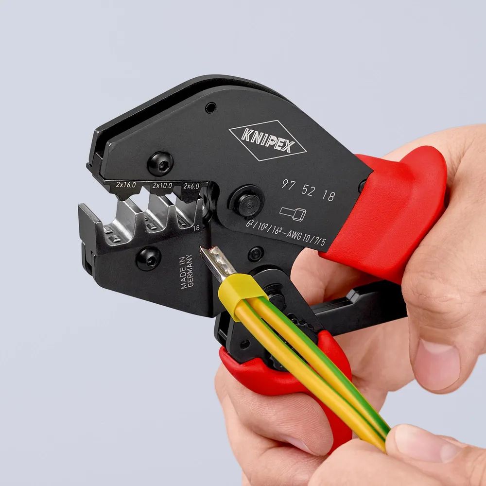 KNIPEX Crimpzange auch für Zweihandbedienung mit rutschhemmendem Kunststoff überzogen brüniert 250 mm