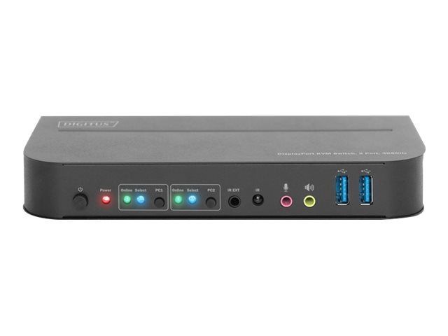 DIGITUS KVM-Switch, 2-Port, 4K60Hz, 2 x DP in, 1 x DP/HDMI out