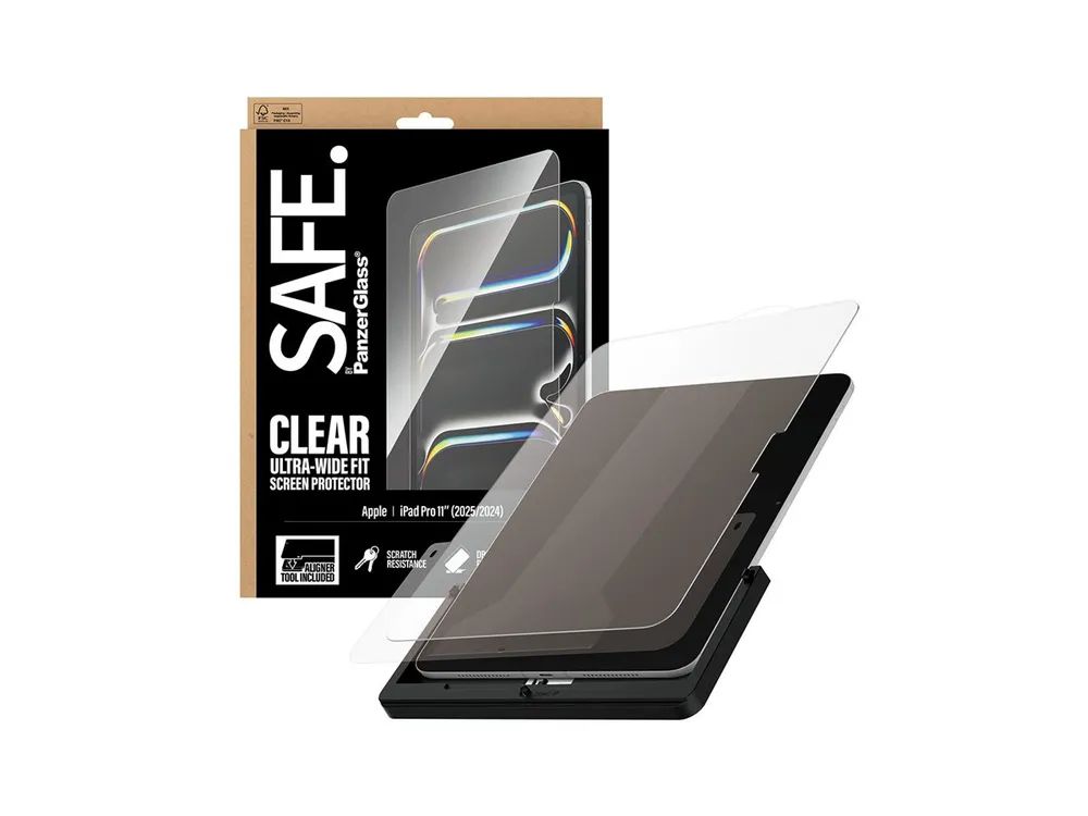 PanzerGlass SAFE. by PanzerGlass - Bildschirmschutz für Tablet - ultraweite Passform, mit FASTFIT-Werkzeug - Glas - für Apple 11-inch iPad Pro (M4, M5)
