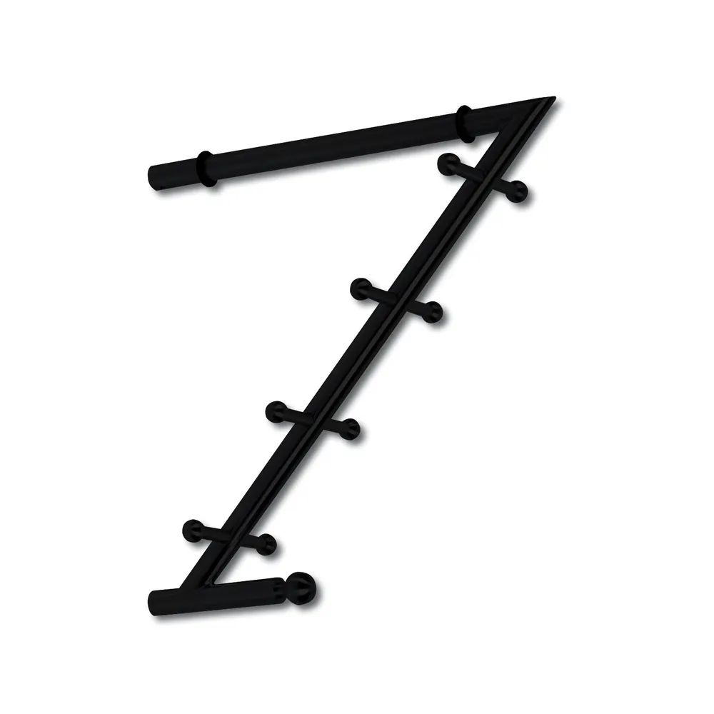 Technik Team Garderobenarm Month mit 4 Doppelhaken, Edelstahl schwarz matt