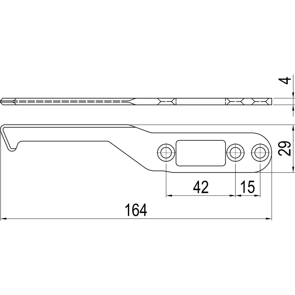 ABS Innovation GmbH  IMH-ABS Mitnehmerhaken SF, 164 x 29 x 4 mm, universal, DIN, schwarz verzinkt