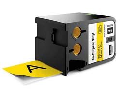 Dymo XTL - Vinyl - permanenter Klebstoff - Schwarz auf Gelb - Rolle (0,54 cm x 7 m)