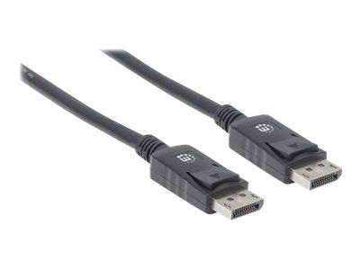 Manhattan DisplayPort 1.2 Cable, 4K@60hz, 2m, Male to Male, With Latches, Fully Shielded, Black, Lifetime Warranty, Polybag - DisplayPort-Kabel - DisplayPort (M)
