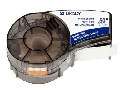 Brady Corporation Brady ID PAL B-595 - Vinyl - matt - permanent selbstklebend - Weiß auf Rot - Rolle (1,27 cm x 6,4 m)