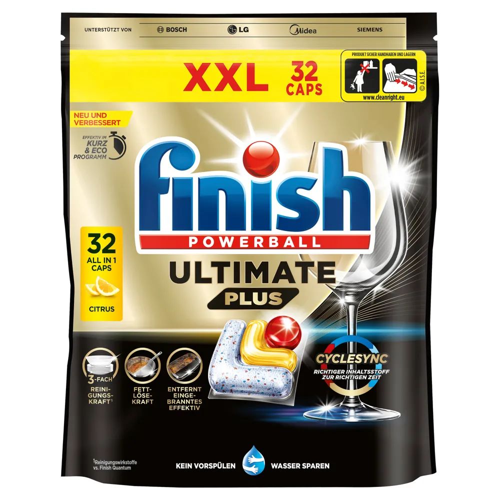 Finish Ultimate Plus XXL Citrus 32 Caps        