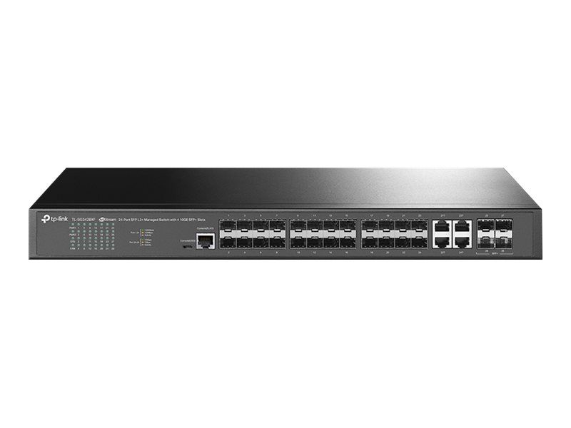 TP-LINK JetStream TL-SG3428XF V1 - Switch - L2+ - managed - 20 x Gigabit SFP + 4 x Combo Gigabit SFP/RJ-45 + 4 x 10 Gigabit SFP+ (Uplink)