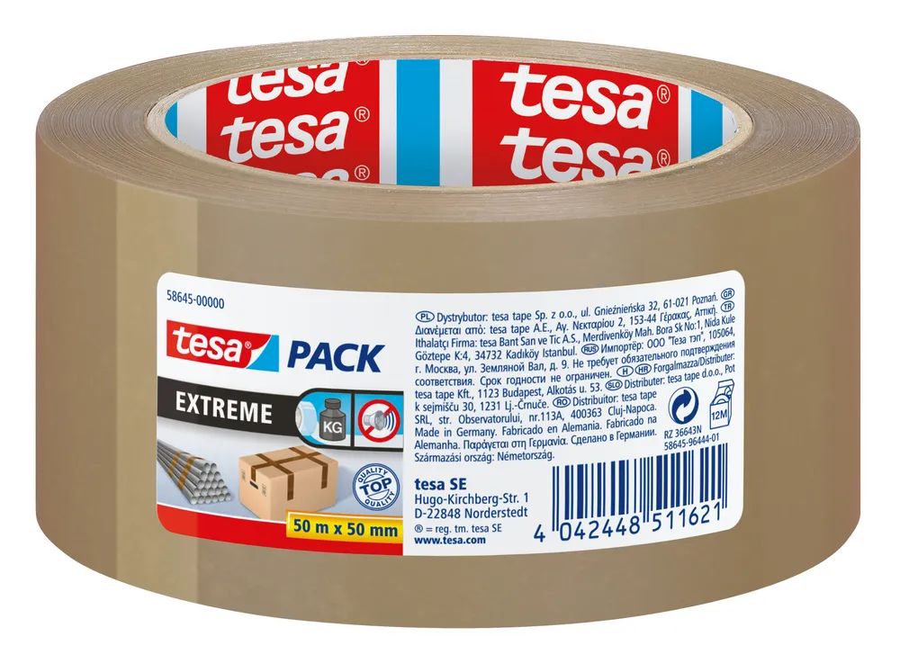 tesa® Tesapack Extreme – Premium-Paketband – extra reißfest und stark haftend