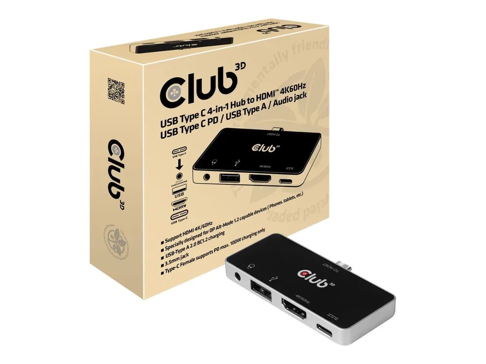 Club 3D USB Type C 4-in-1 Hub - Dockingstation